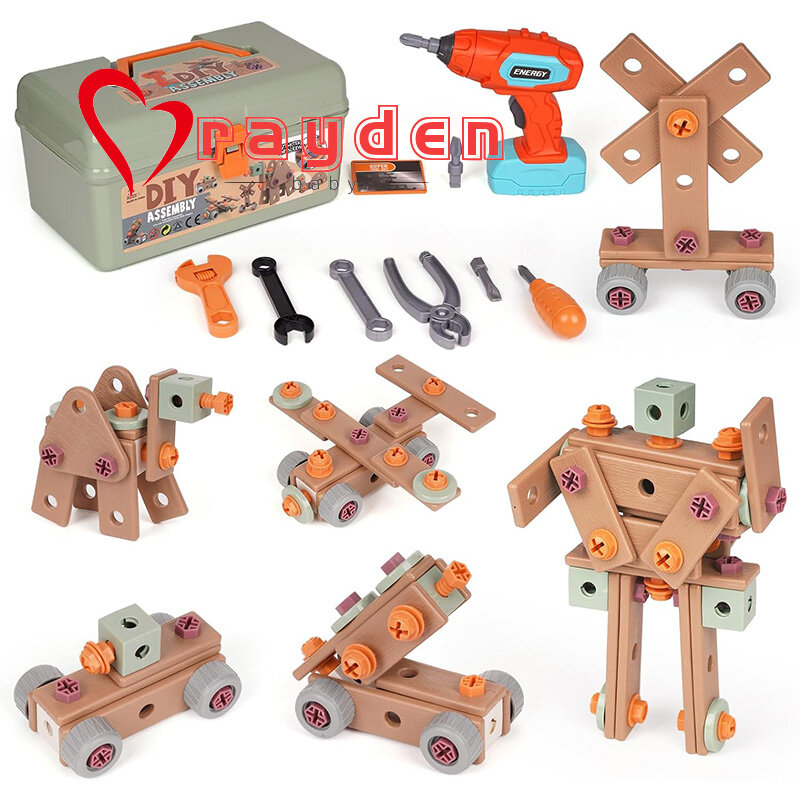 Kids Tool Set, 144 PCS Kids Tool Box STEM Montessori Construction Toy Pretend Play with Electric Drill Hammer Tool Accessories Toddler Tool Set for Girls Boys Workbench Toddler Toys