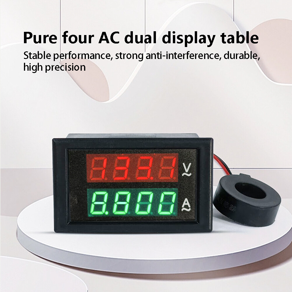 Foriot Đồng hồ đo vôn Ampe 300V 100A Vôn kế Điện áp và dòng điện mét kỹ thuật số hiển thị thời gian kép 0.39 inch LED điện áp cường độ dòng điện Tester