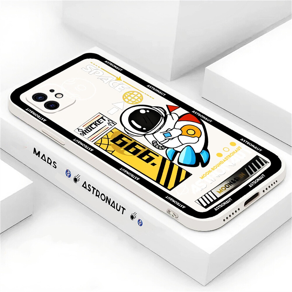 Case Compatible for iPhone 15 Pro Max 15 Plus 14 Pro Max 14 Plus 13 Pro Max iPhone 11 Pro Max 12 Pro Max iPhone XR XS Max iPhone 6 6S 7 8 Plus SE 2020 Fashion Rocket Space Astronaut Soft Square TPU Matte Cover
