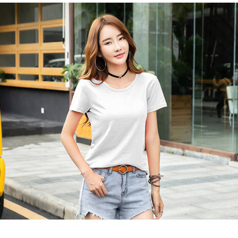 Áo Thun Cotton Rộng Thường Ngày Thời Trang Áo Cánh Cổ Chữ V Ngắn Tay Màu Trơn OL Tops Tee Cho Phụ Nữ