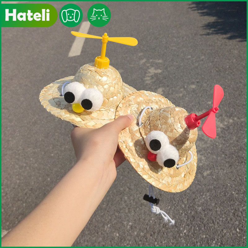 [HATELI] Cat & Dog Decoration Fashion Pet Hat Cute Straw Hat Cat And Dog Decoration