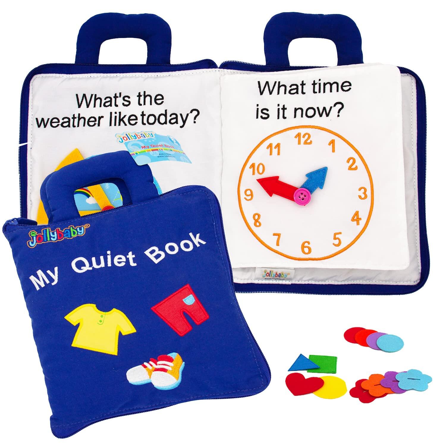 Jollybaby Quiet Books for Toddlers 1-3, Soft Activity Busy Book， Interactive Book， Fabric Cloth Book， Toddler Travel Toys Educational Montessori Toys for Boy & Girl