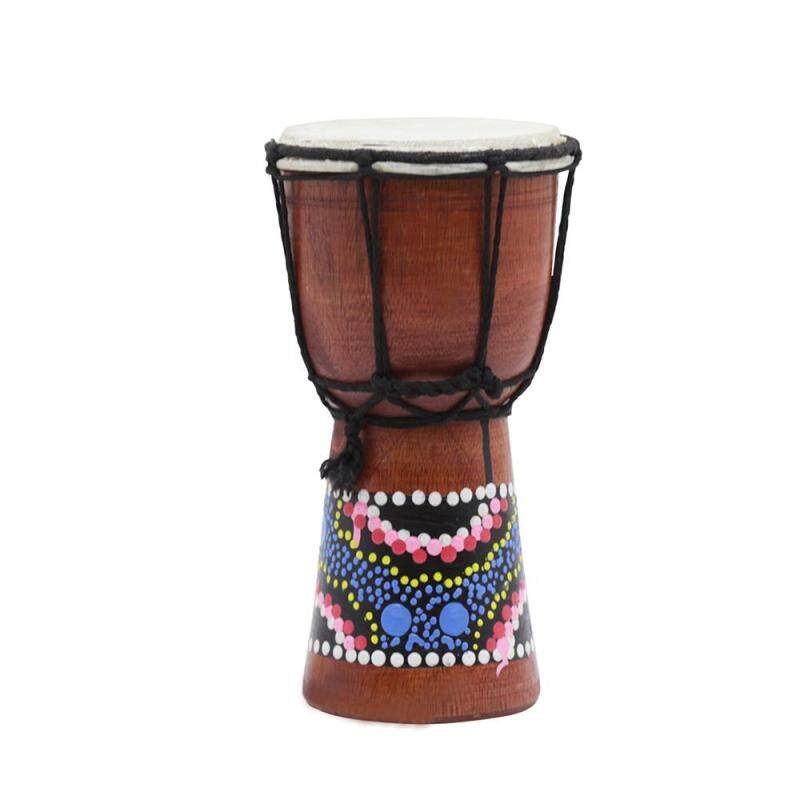 Trống Gỗ Châu Phi kích thước nhỏ gọn 4 inch DJEMBE BONGO tay trống nhạc cụ gõ với hoa văn đầy màu sắc (giao hàng ngẫu nhiên)