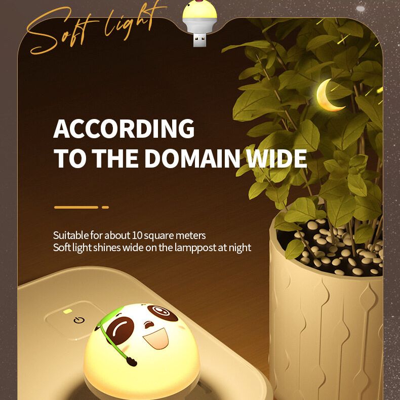 Cute Panda Đèn Ngủ LED Xách Tay Phích Cắm USB Mini Đèn Đọc Sách Màu Trắng Ấm Đèn Đèn Đọc Sách Cho Chiếu Sáng Bàn Phím Máy Tính Xách Tay