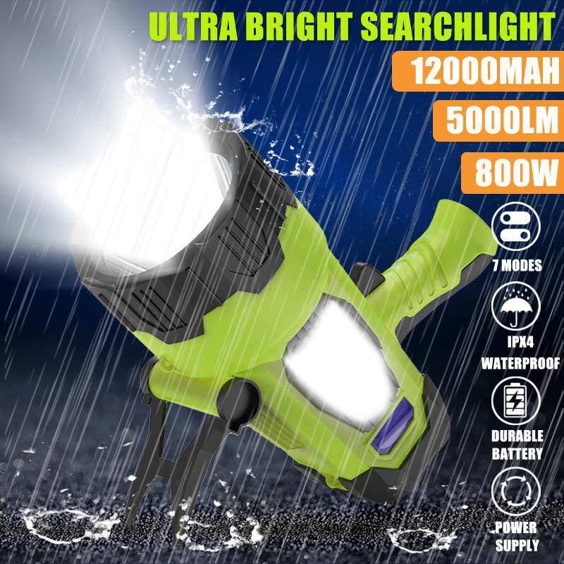 Touch Light High Power 800W Super Bright LED Waterproof Chargeable Searchlight Handheld Flashlight Work Light Spotlight Floodling