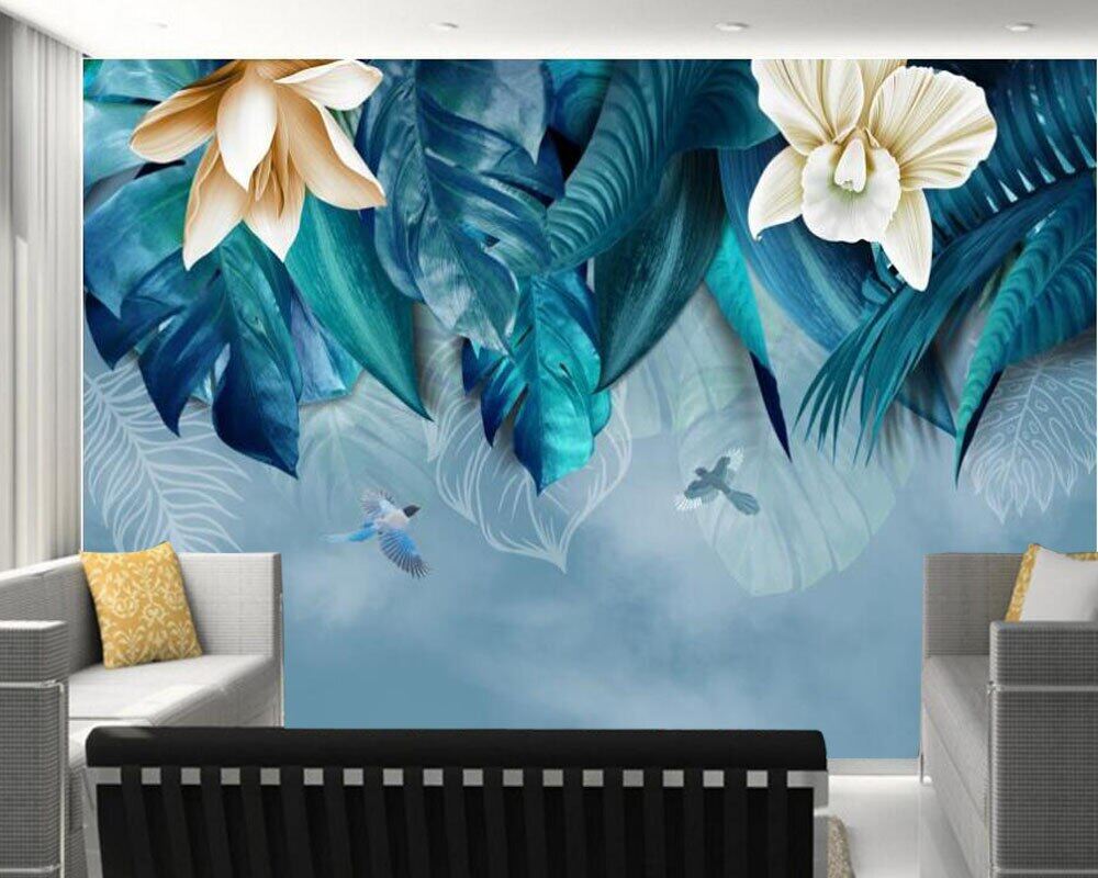 Custom Layered green leaves wallpaper mural,living room tv wall bedroom home decor