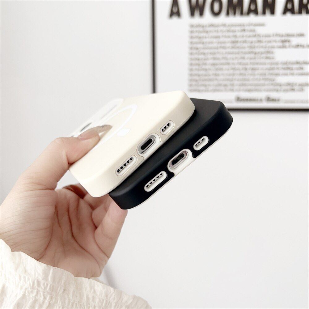 HOCE Matte Skin Feel Phone Case For iPhone 14 Plus 11 12 13 Pro Max Solid Color Magsafe Camera Protection Wireless Charge Shockproof Cover