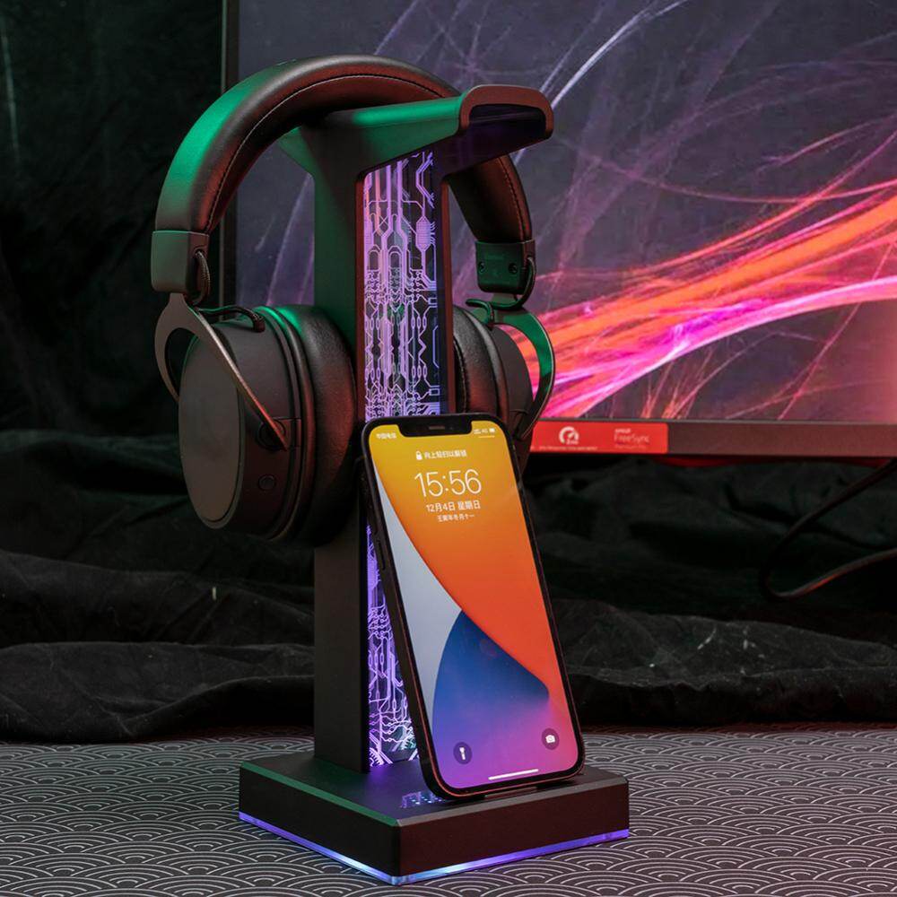 RGB đế Tai nghe chủ Rack 10 hiệu ứng ánh sáng Giá để tai nghe giá Giá để tài liệu đầu tai nghe chụp có khung đế Tai nghe giá đỡ giá đỡ dọc móc áo