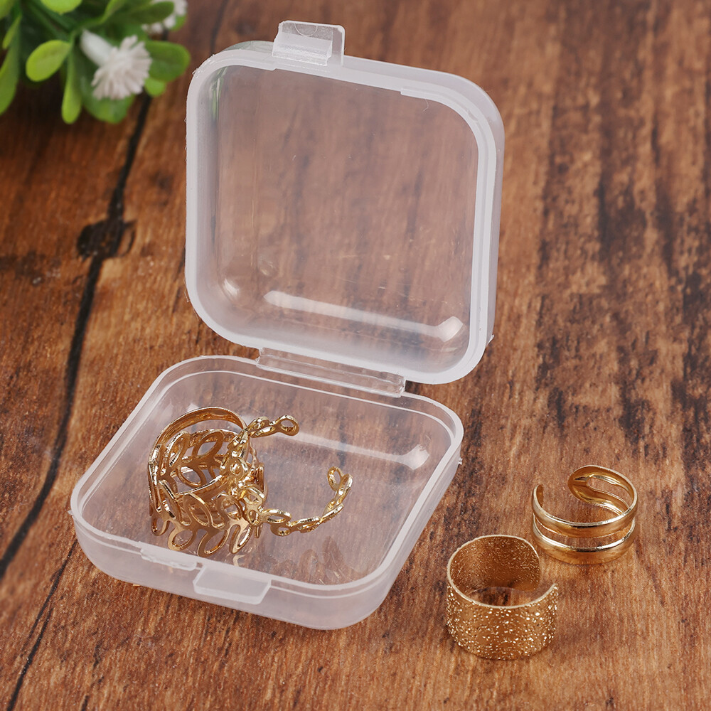1pcs mini xách tay lưu trữ nhựa hộp trong suốt vuông Pill trang sức Earplug hộp Bông tai