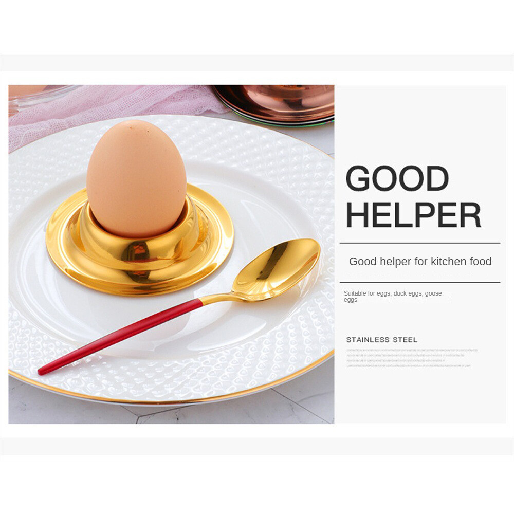 Livelifest Stainless Steel Egg Cup Round Breakfast Egg Holder Practical Egg Stand Egg Rack Single Egg Storage Tray Restaurant Kitchen Boiled Egg Tool