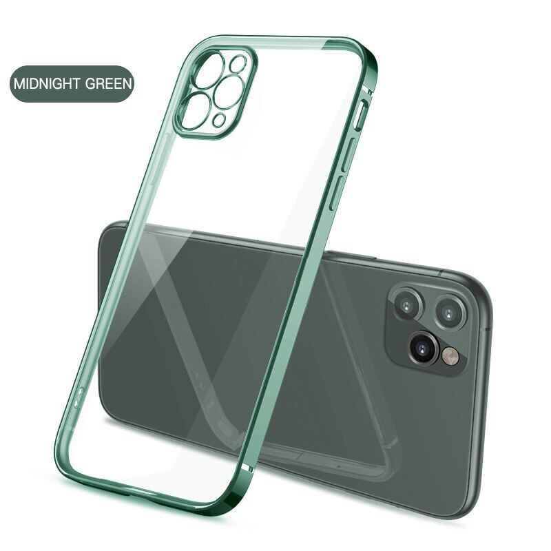Square Plating Frame Protection Soft Case For iPhone 11 13 14 15 Pro Max 12 Case For iPhone XS Max XR X 7 8 6s SE2 Plus Clear Back Cover