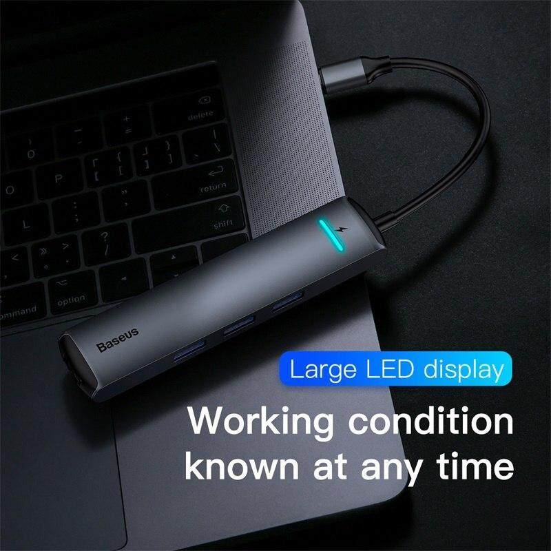 Baseus 6in1 HUB Adapter USB Type C to USB 3.0 HDMI RJ45 for MacBook Pro HUB USB Splitter for Huawei Matebook Computer Accessory