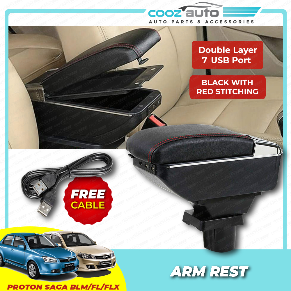 Proton Saga Blm Flx 2008 2015 Usb Double Layer Arm Rest Armrest Console Lazada