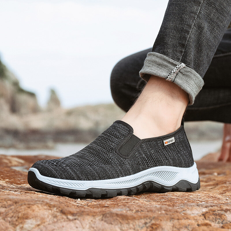 LAOCHRA Casual Sneakers Men Breathable Men's Running Shoes Walking Canvas Shoes Black Driving Sports Shoes for Men Slip On Loafers For Men Hiking Shoes