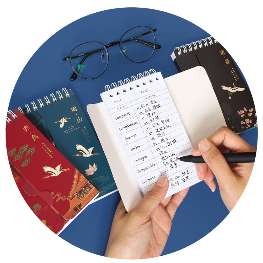 MMLUCK Sổ Lập Kế Hoạch 86 Tờ Phong Cách Trung Quốc Sổ Ghi Chép Bỏ Túi Hình Lá Rời Học Tập Viết Học Tập Văn Phòng Phẩm Sổ Từ Vựng Ngoại Ngữ