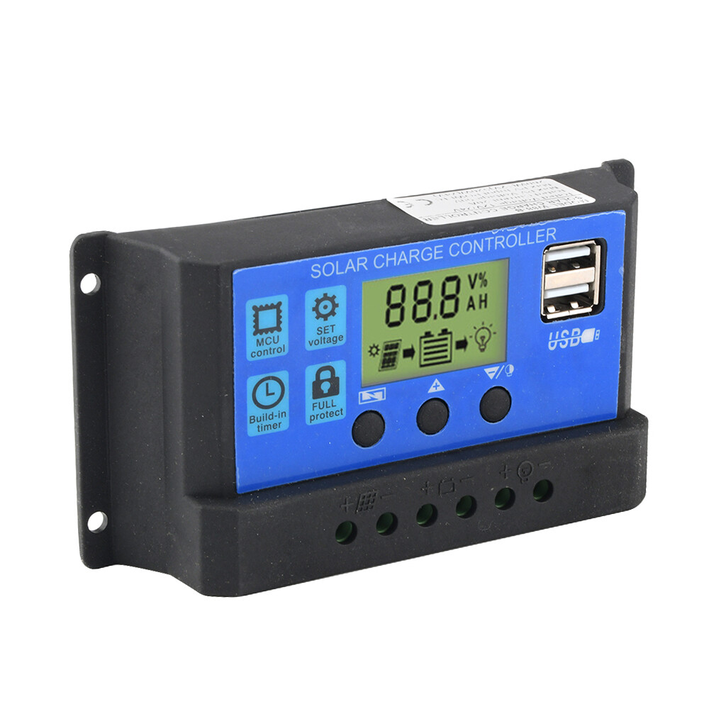 【READY】Aideepen Bộ Điều Chỉnh Sạc Pin Năng Lượng Mặt Trời 12V/24V 30A/20A/10A Bộ Điều Khiển Bảng Điều Khiển Năng Lượng Mặt Trời Màn Hình LCD Với Đầu Ra USB Kép Quản Lý Sạc PWM 3 Pha Hoàn Chỉnh