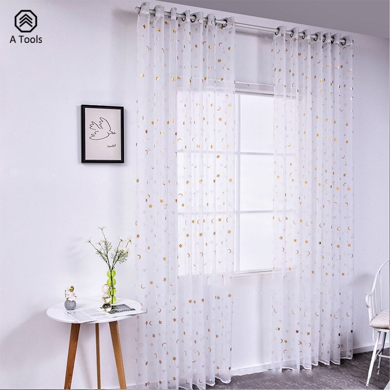 Window screen star moon hot silver hot gold window screen living room bedroom balcony curtain screen curtain