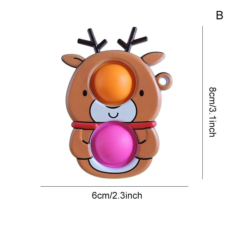 Mini Pop It Elk Santa Claus/ต้นคริสต์มาส/Snowman Fidget ของเล่นดันเด้ง