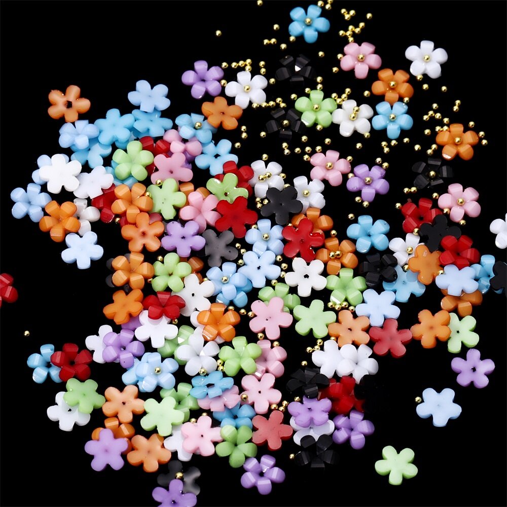 400pcs/bag Acrylic Flower Beads Metal Epoxy Resin Filling Handmake Beads For Epoxy Resin Mold Crafts Filler Nail Art Decoration