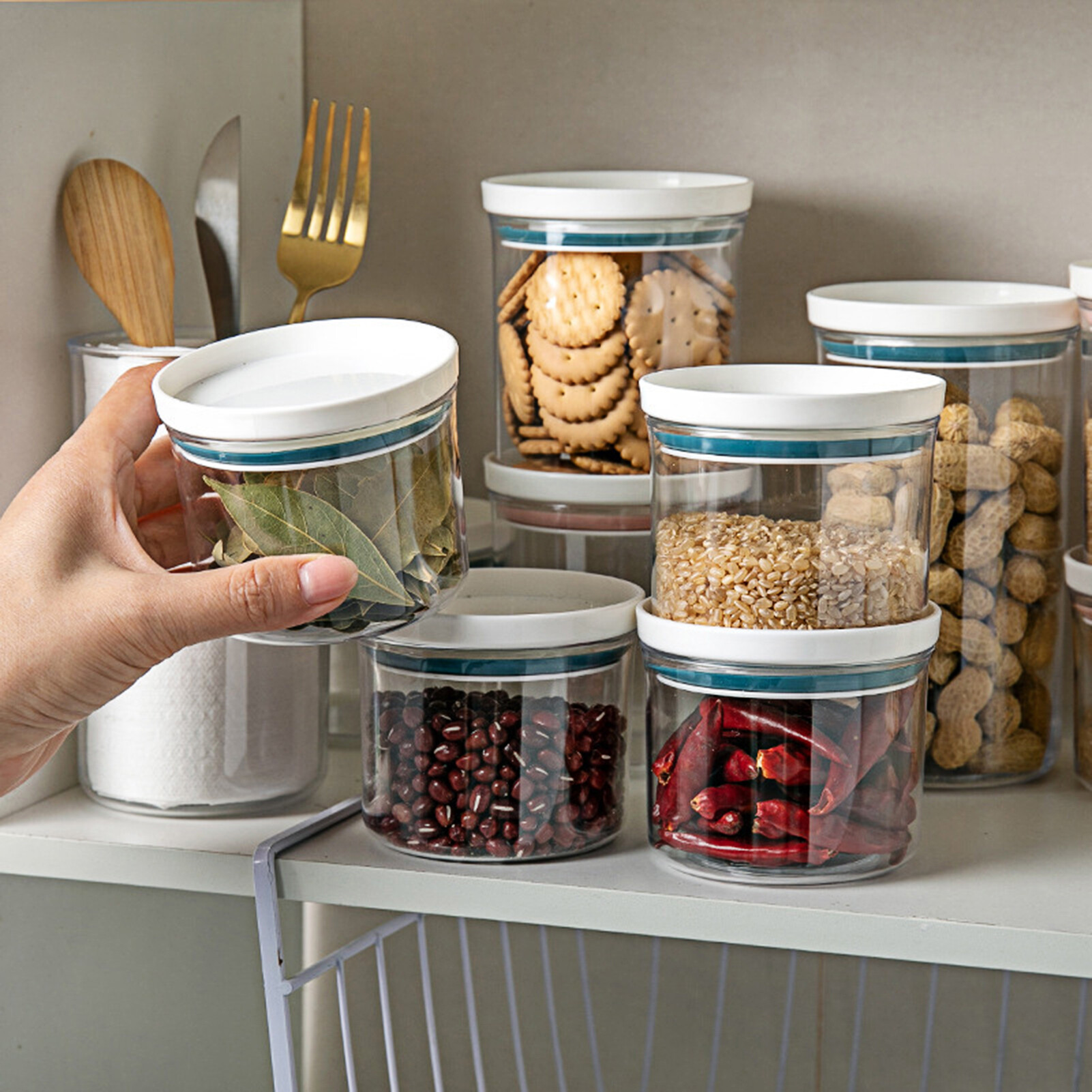 Terylin Storage Container Stackable Reusable Plastic Portable Food Storage Box for Kitchen