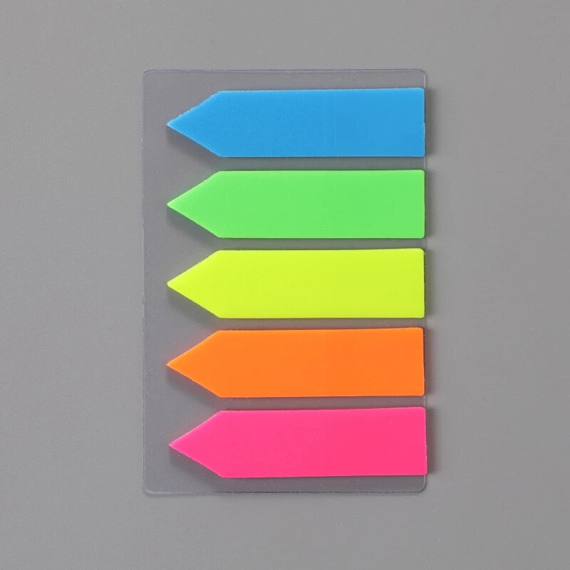 PET Sticky Notes Fluorescence Colour Paper Memo Pad Sticky Notes Self Adhesive Label Paper Bookmark Notebooks Marker Sticker for Office Self Adhesive Bookmark