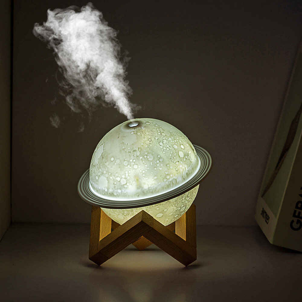 KAIMEIDI Creative Planet Light Humidifier Aroma Diffuser LED Night Light USB Rechargeable Atmosphere Light Moon Light Humidifier Mute Large Fog Volume