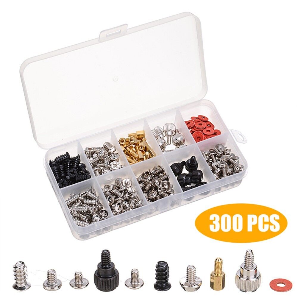 300pcs PC Computer Screws Standoffs Set Kit For Hard Drive Motherboard Case Fan