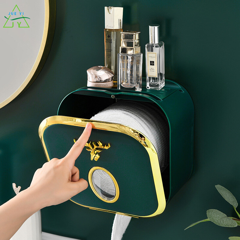 KS Toilet tissue box Toilet toilet paper rack Fawn Free Punch Tissue Holder Toilet paper box wall Hanging paper box