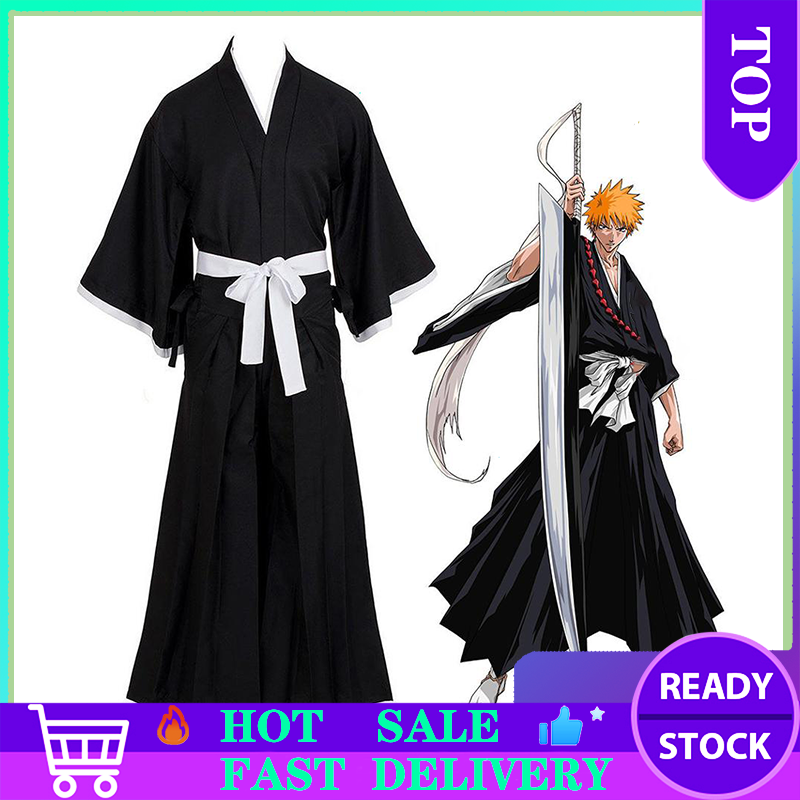 LAXICOS World Bleach Kurosaki Ichigo Robe Cloak Coat Japanese Anime Cosplay  Halloween Costume | Lazada PH