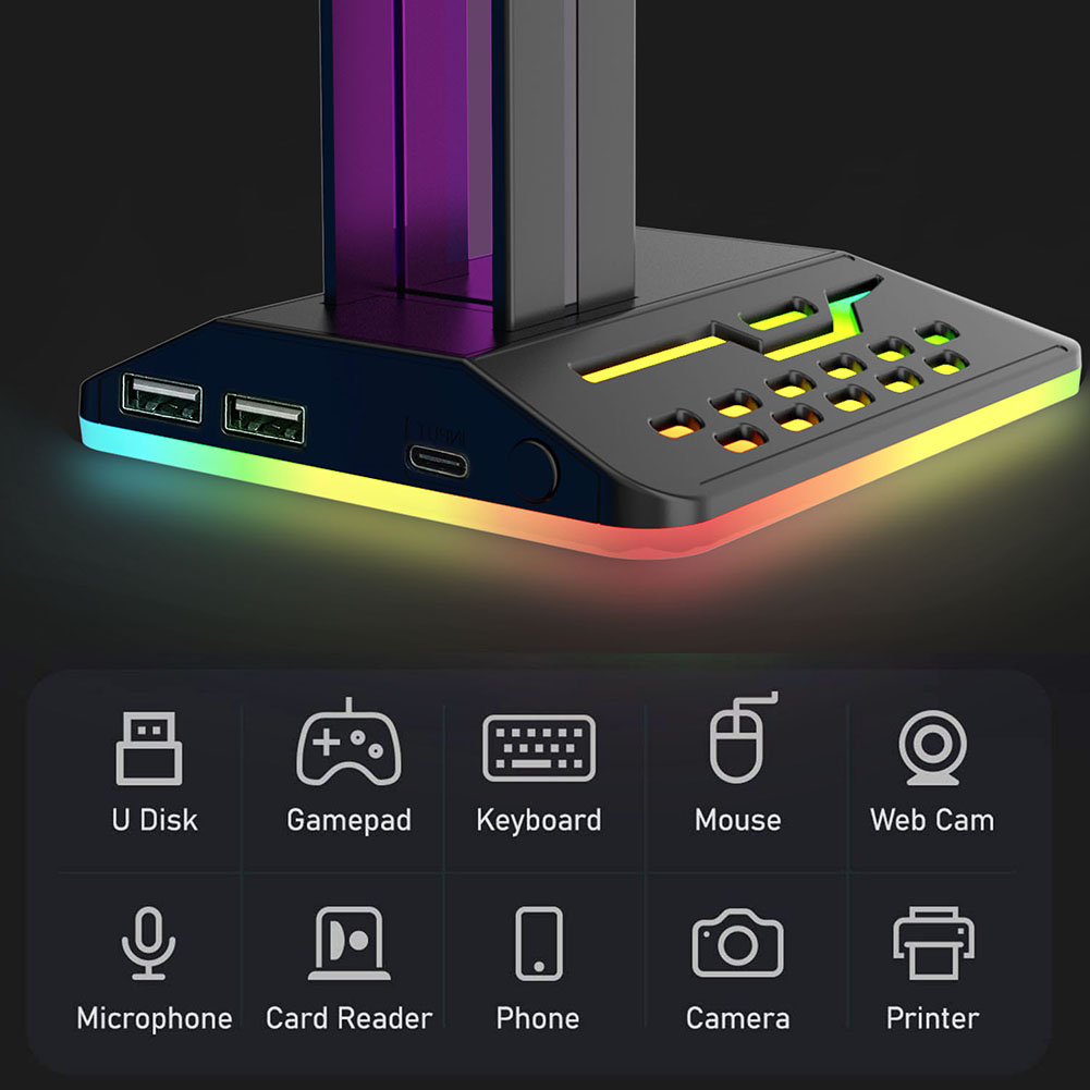 {Tenda} RGB Headphone Holder Rack Gamer Headset Display Stand Laptop PC Gaming Accessory