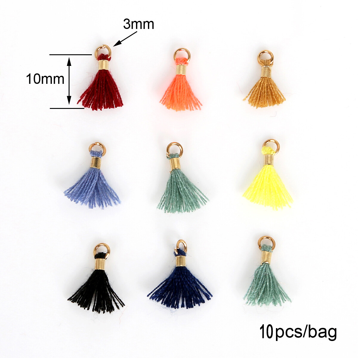 10pcs/Bag Mixed-color Cotton Tassels Earrings Silk Satin Tassel Pendant Charms For DIY Jewelry Making Bracelet Keychain Fringe Trim Craft Tassels Sewing Accessories