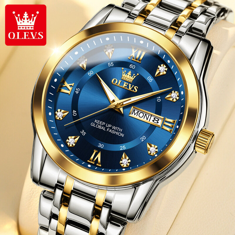 OLEVS 5513 Fashion Business Casual Double Calendar Japanese Quartz Movement Men's Watch 2023 New Waterproof Men's Watch