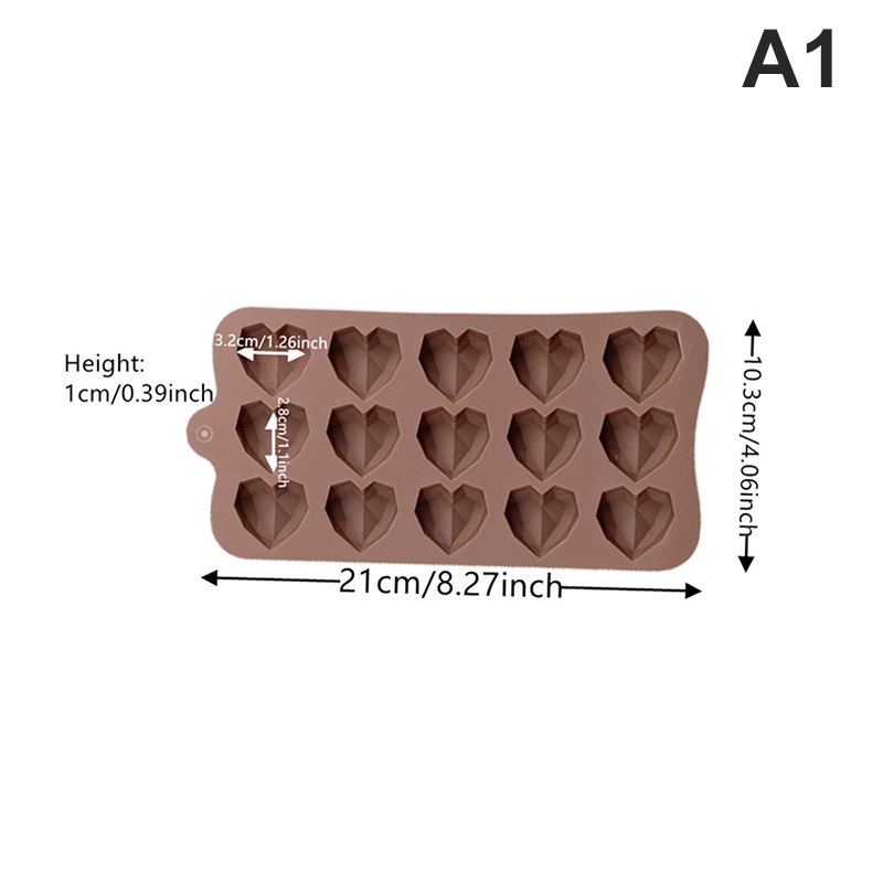Heart Chocolate Molds 15 Diamond love Shape Silicone Wedding Candy Baking Molds