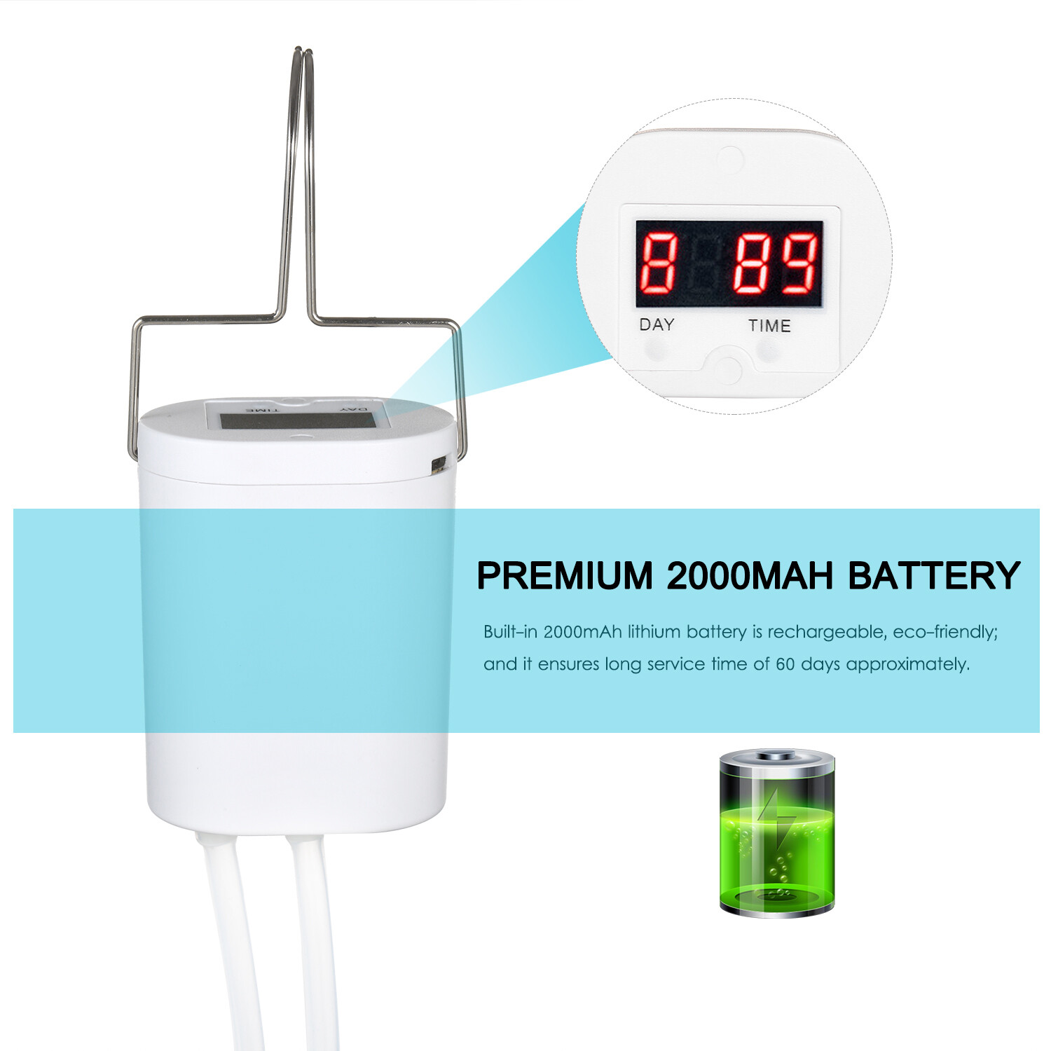 Automated Watering Device Smart Water Controller Automatically Watering System Drip Irrigation Kit for 4 Potted Plants with 2000mAh Rechargeable Bat-tery