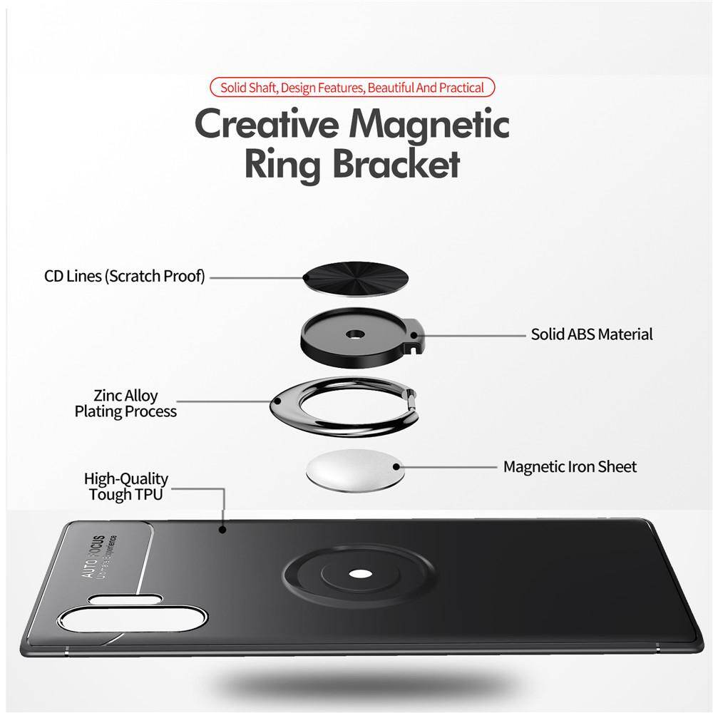Lenuo Ring Stand Case for Samsung Galaxy Note 10+ and Note 10 Plus 5G - Finger Ring Holder Casing Mix Color Bracket All-in-one Back Cover Cases