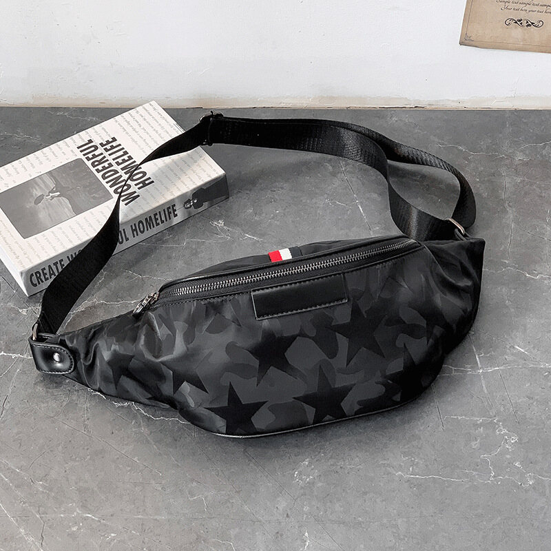 Men Waist Packs Top Quality Nylon Waterproof Belt Bags 2020 Fashion Chest Packs Sling Bag with Headphone JackMale Travel Crossbody Bags Black Waist Bag Purse bag for men