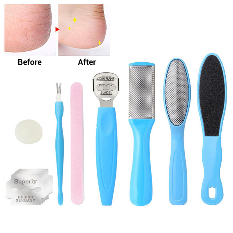 8 Trong 1 Dụng Cụ Chà Chân Bộ Chăm Sóc Móng Chân Loại Bỏ Vết Chai Thép Không Gỉ Pedicure Dụng Cụ Giũa Tẩy Tế Bào Chết Scrubber Chăm Sóc Bàn Chân