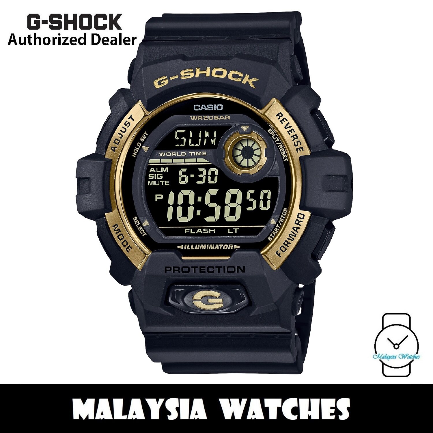 G shock illuminator black and clearance gold