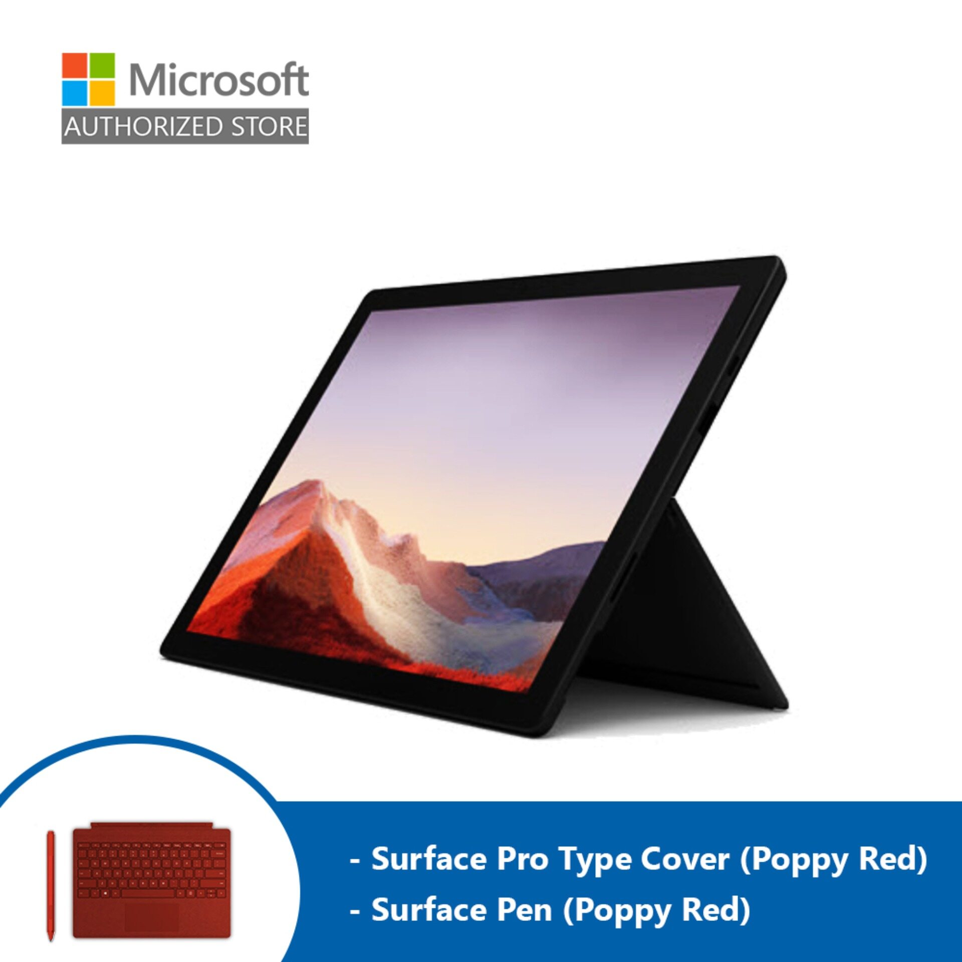 Microsoft Surface Pro 7 Black I7 16gb 256gb Type Cover Poppy Red Pen Poppy Red Malaysia