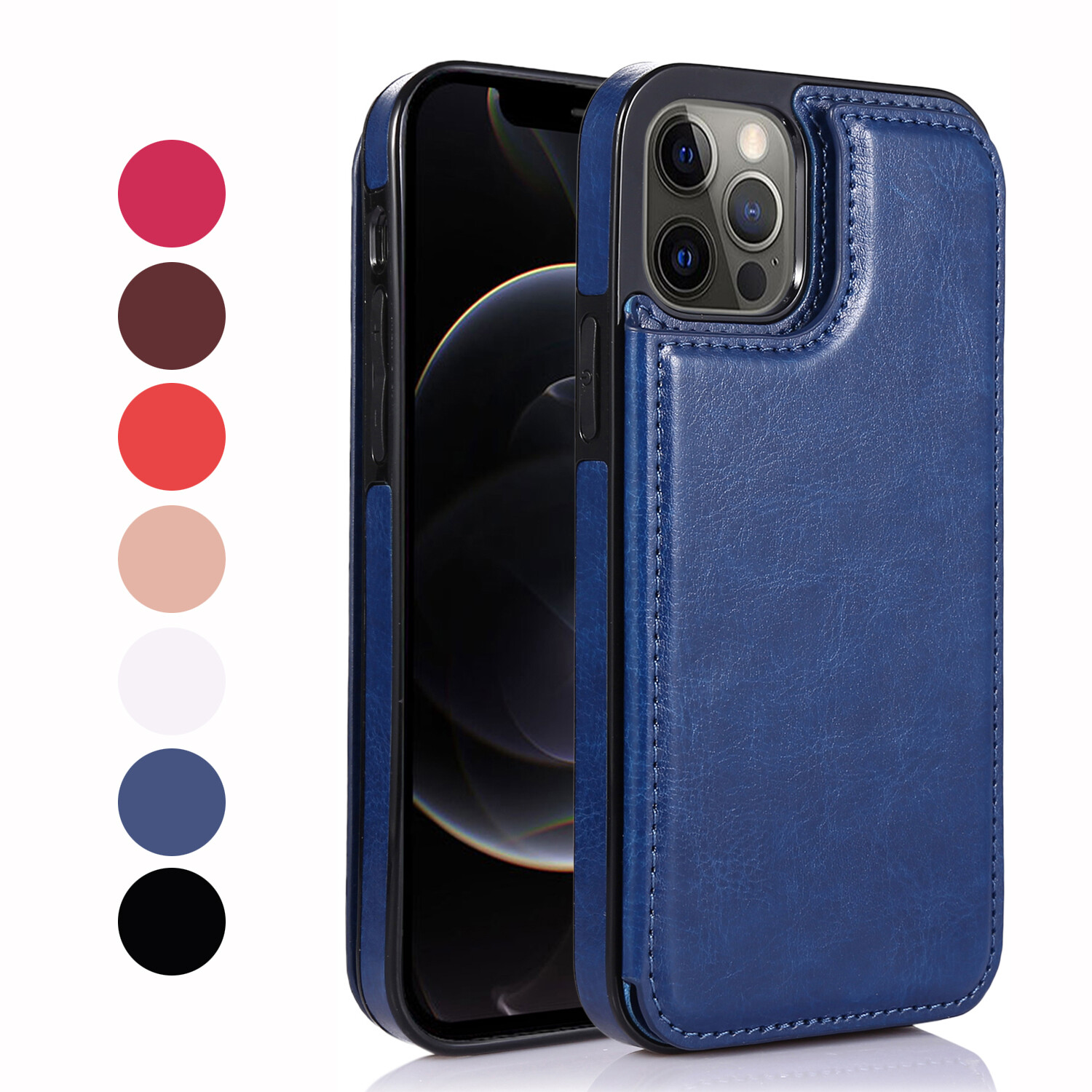 for iPhone 15 Pro Max PU Leather Wallet Case with Card Holder, Double Magnetic Case for iPhone 14 Pro Max/13 Pro/13/12 Pro Max/12 Pro/12/11 Pro Max/11 Pro/11/XS Max/XR/XS/X/7/8/SE 2020/7 Plus/8 Plus