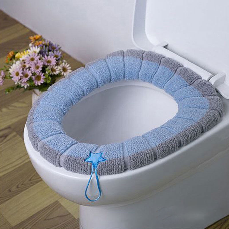 Đệm Bồn Cầu Lông Cừu San Hô Mềm Bọc Ghế Mùa Đông Có Thể Giặt, Phụ Kiện Phòng Tắm Gia Đình, Nắp Bồn Cầu Phòng Tắm Miếng Đệm Nóng