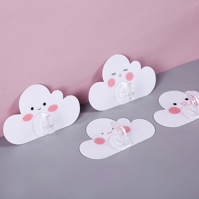 Houseeker schnappy 3pcs Cloud Shape Wall Hooks Hanger Self Adhesive Hooks Kitchen Bathroom Accessories