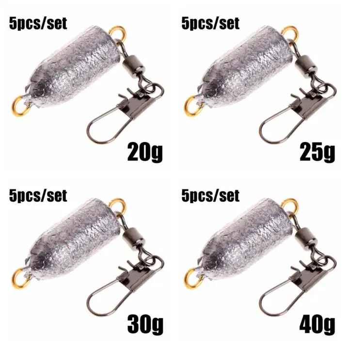 Durable Double ring Bullet Shaped Fishing Sinker Tackle Lead Sinkers Weights
