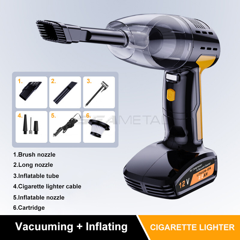 Wireless Car Vacuum Cleaner 12V Tire Inflator Electric Air Pump Pressure Measurement 150PSI Air Compressors