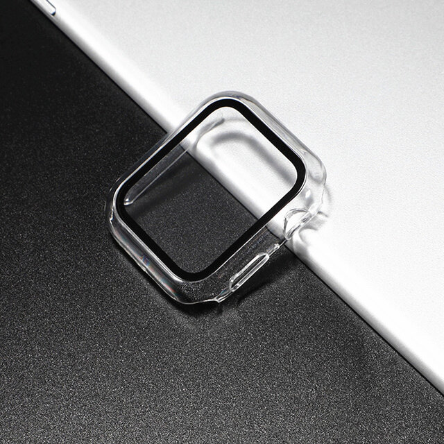 Ultra thin hard pc case tempered glass screen protector protective cover for apple watch series 9 8 7 6 se 1 2 3 4 5 38mm 40mm 42mm 44mm 41mm 45mm smartwatch case cover