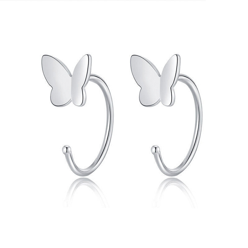 We Flower Simple Fashion S925 Moon Star Butterfly Heart Clip on Earrings for Girls Women Chic Jewelry