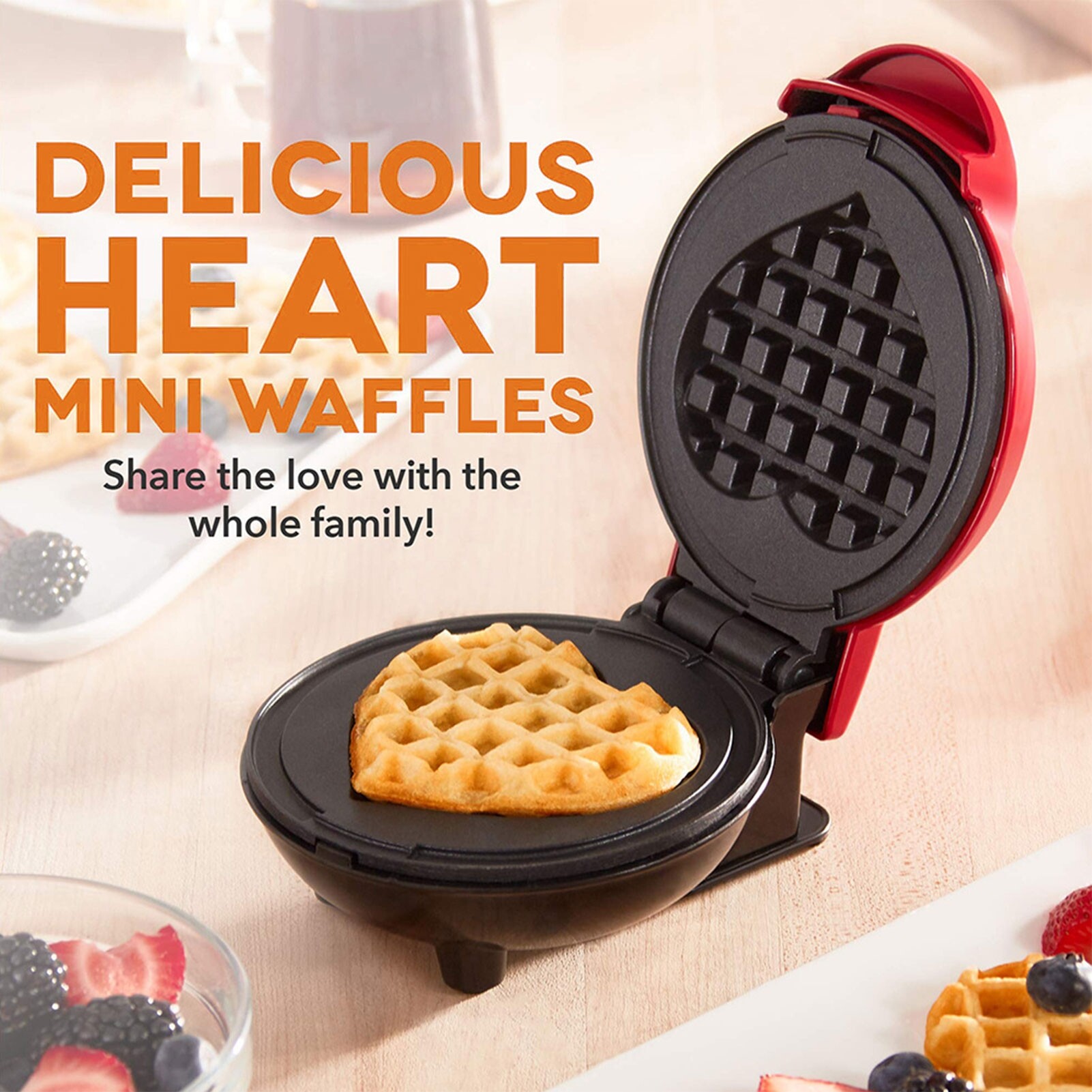 EU Plug Non-stick Heat-Resistant Waffles Maker Electric Mini Heart Shape Waffle Pot Kitchen Accessories