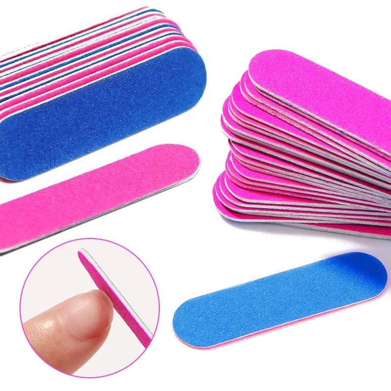 5pcs Mini Double Sided Nail File Manicure Pedicure Equipment Accessories Disposable Nail Buffer Strips