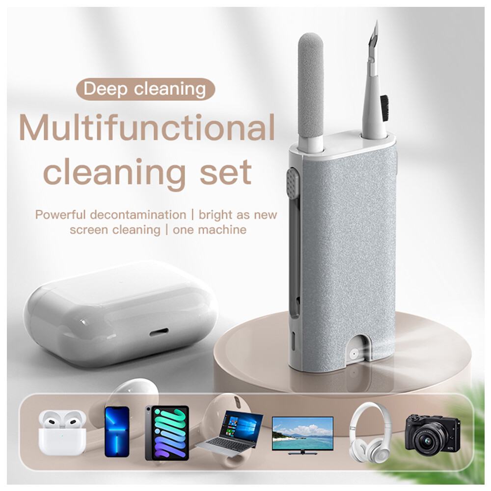 Protable Q6 5 in 1 Cleaner Kit Multifunctional Earbuds Cleaning Pen Dust Removal Brush Bluetooth-compatible Earphones Case Mobile Phone Cleaning Tools with Spray Port