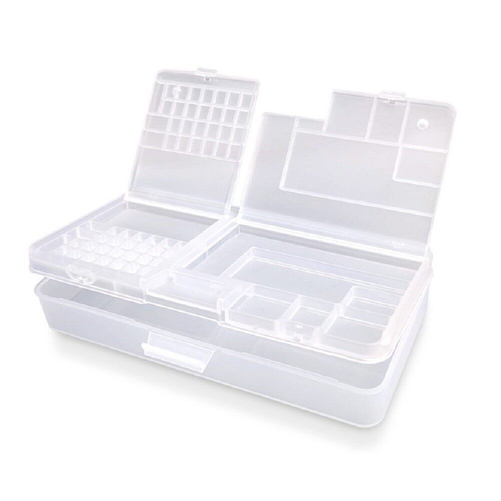 2Pcs Transparent Rectangle Plastic Storage Box Screw Holder Case Organizer Container Tool Box